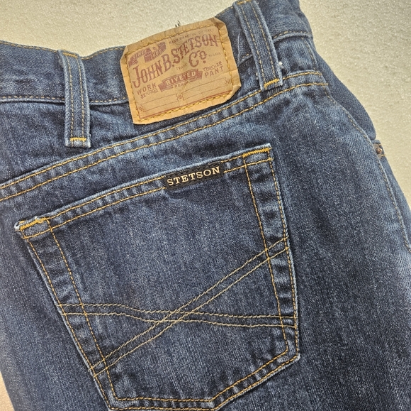 Stetson 1520 Straight Leg Jeans 40x34 Blue Western Denim - Picture 3 of 10